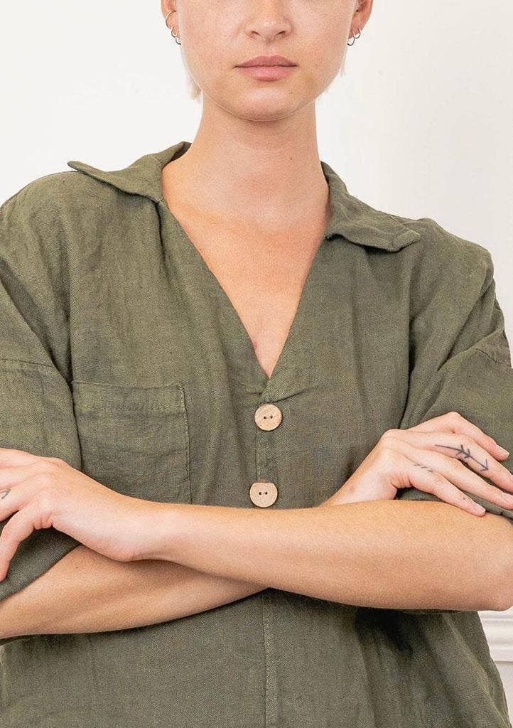 Victoria Linen Collared Blouse