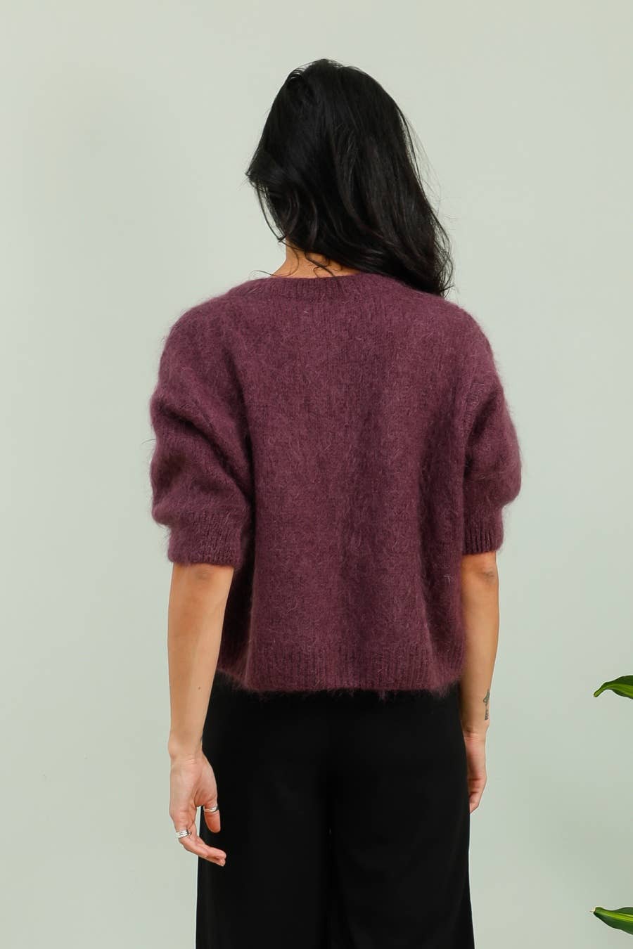 Eliza Mohair and Wool Short Sleeved Cardigan
