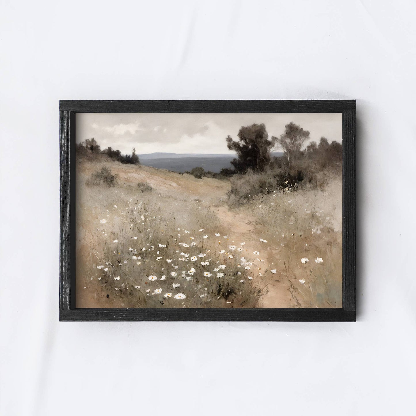 Watercolour Flower Field Framed Painting Print