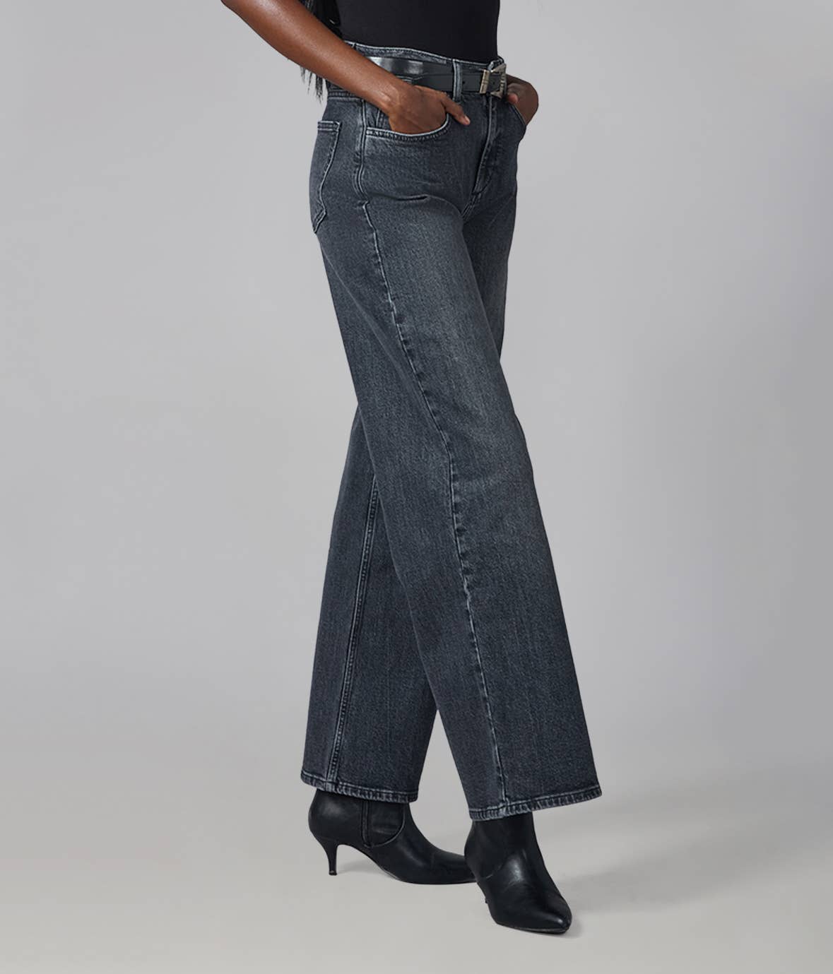 Grit Grey High Rise Wide Leg Jeans 32" Inseam