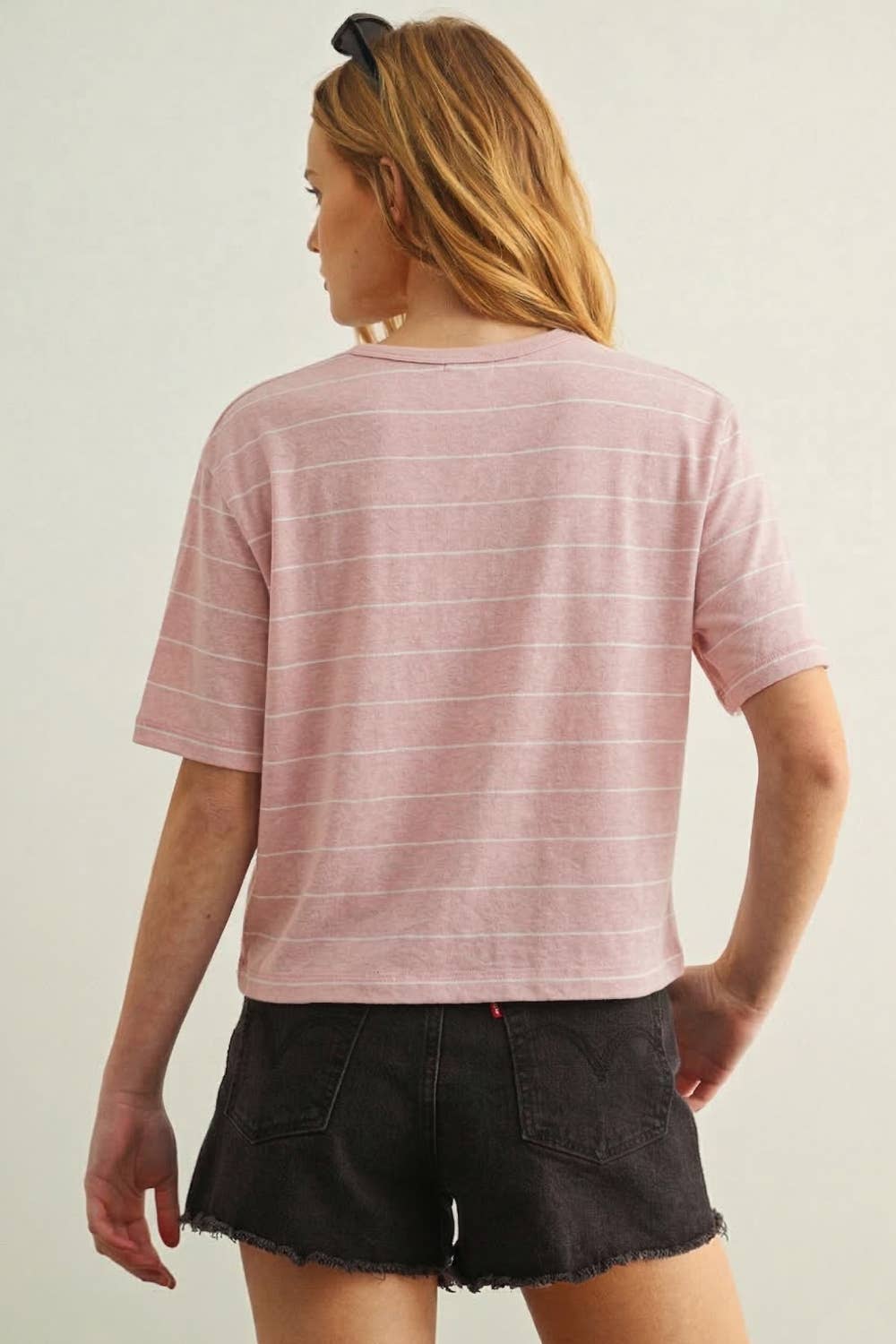 Ruby Stripe Cotton Linen Blend Tee