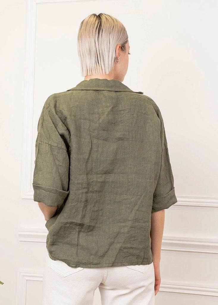 Victoria Linen Collared Blouse