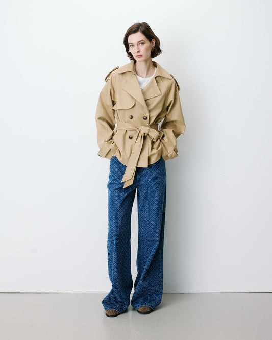 Ashley Short Suede-Effect Trench Coat
