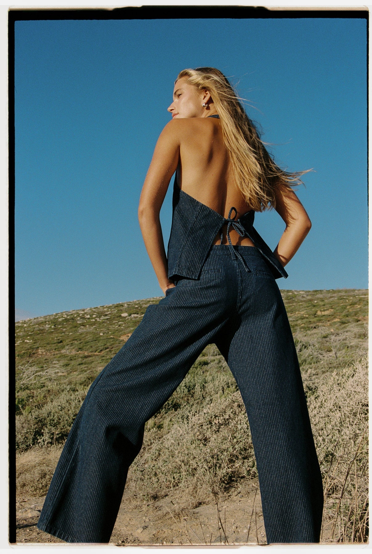 Pinstripe Mid-Rise Pant