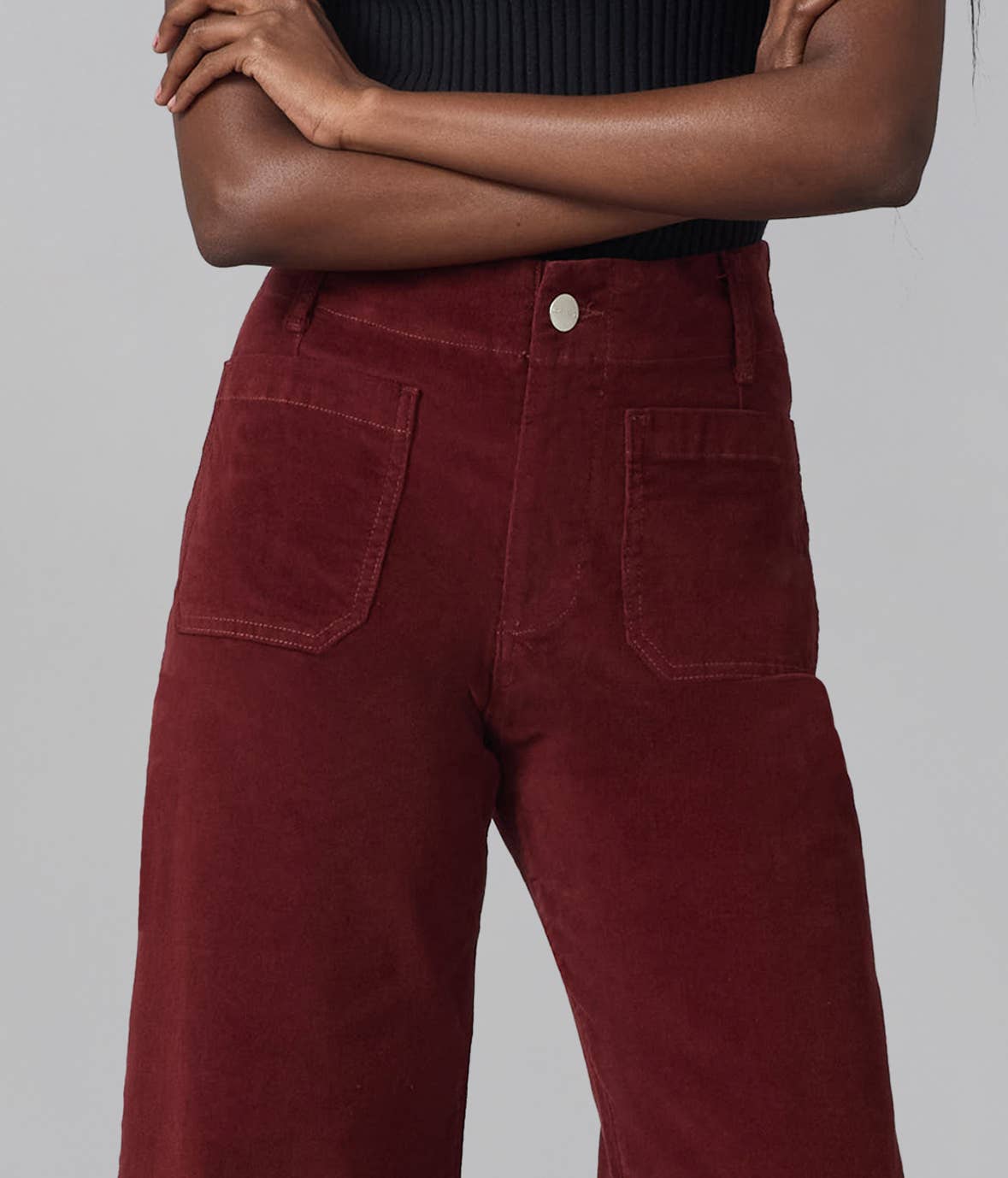 Syrah Red High Rise Wide Leg Jeans 30" Inseam