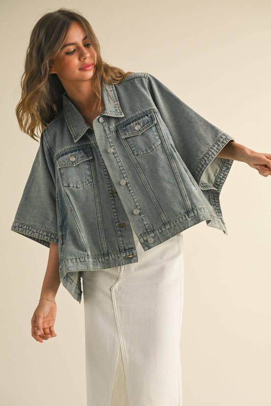 Veronica Cape Style Denim Jacket