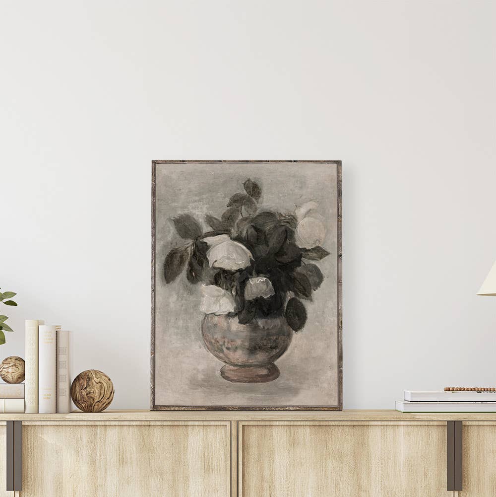 Vintage Floral Framed Painting Print