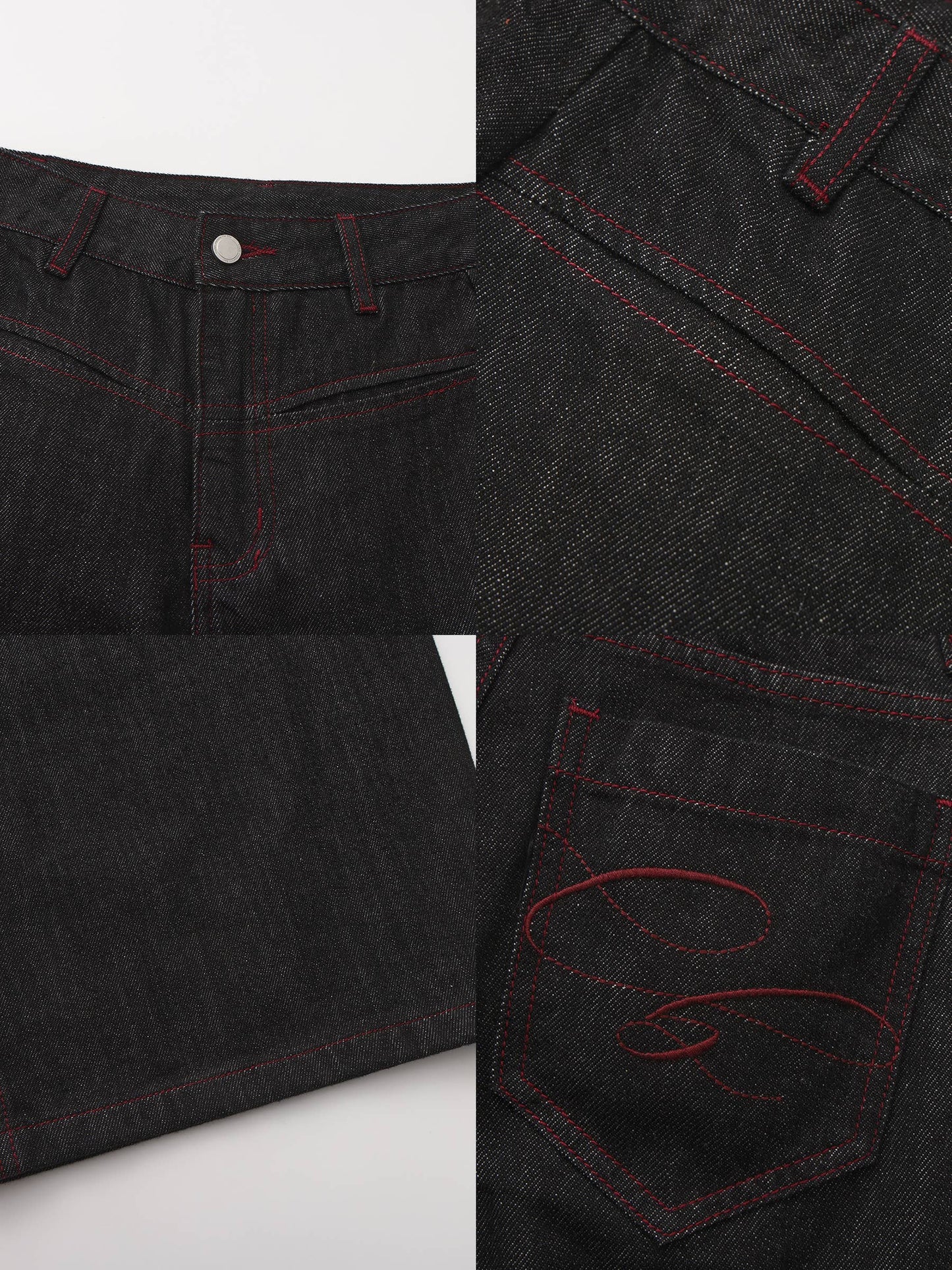 Vintage Curved Wide-Leg Trousers