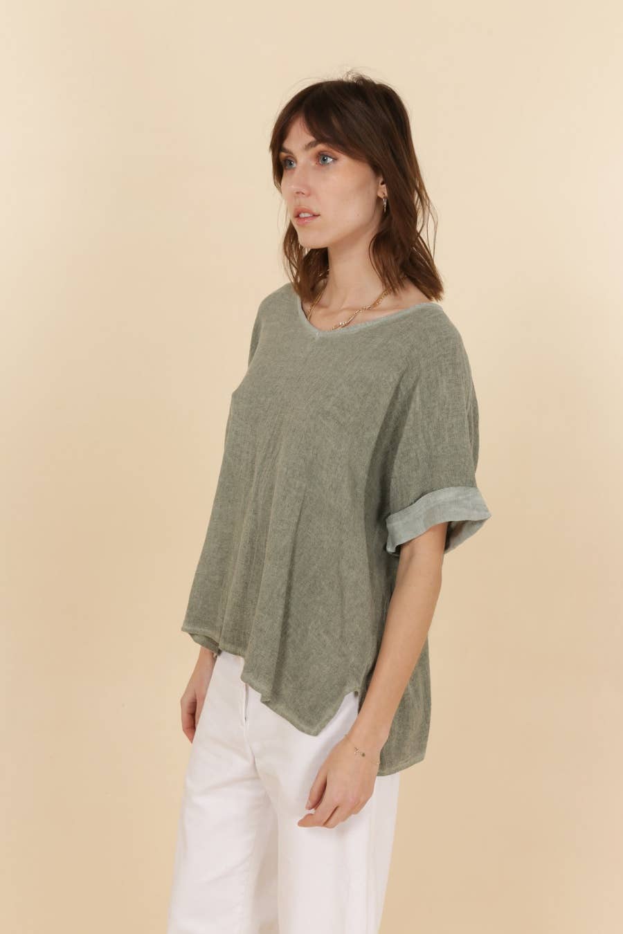 Anna Cotton Linen Oversized Tee