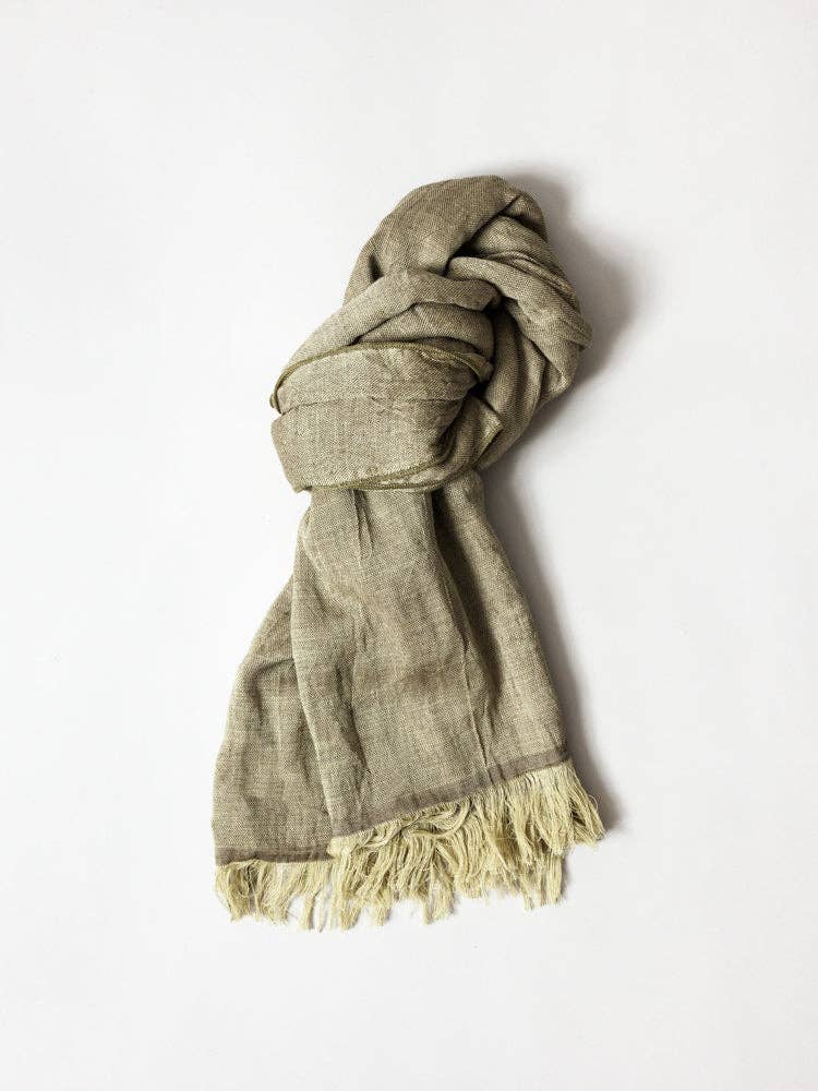 Haolu Cotton Wool Stole - Moss