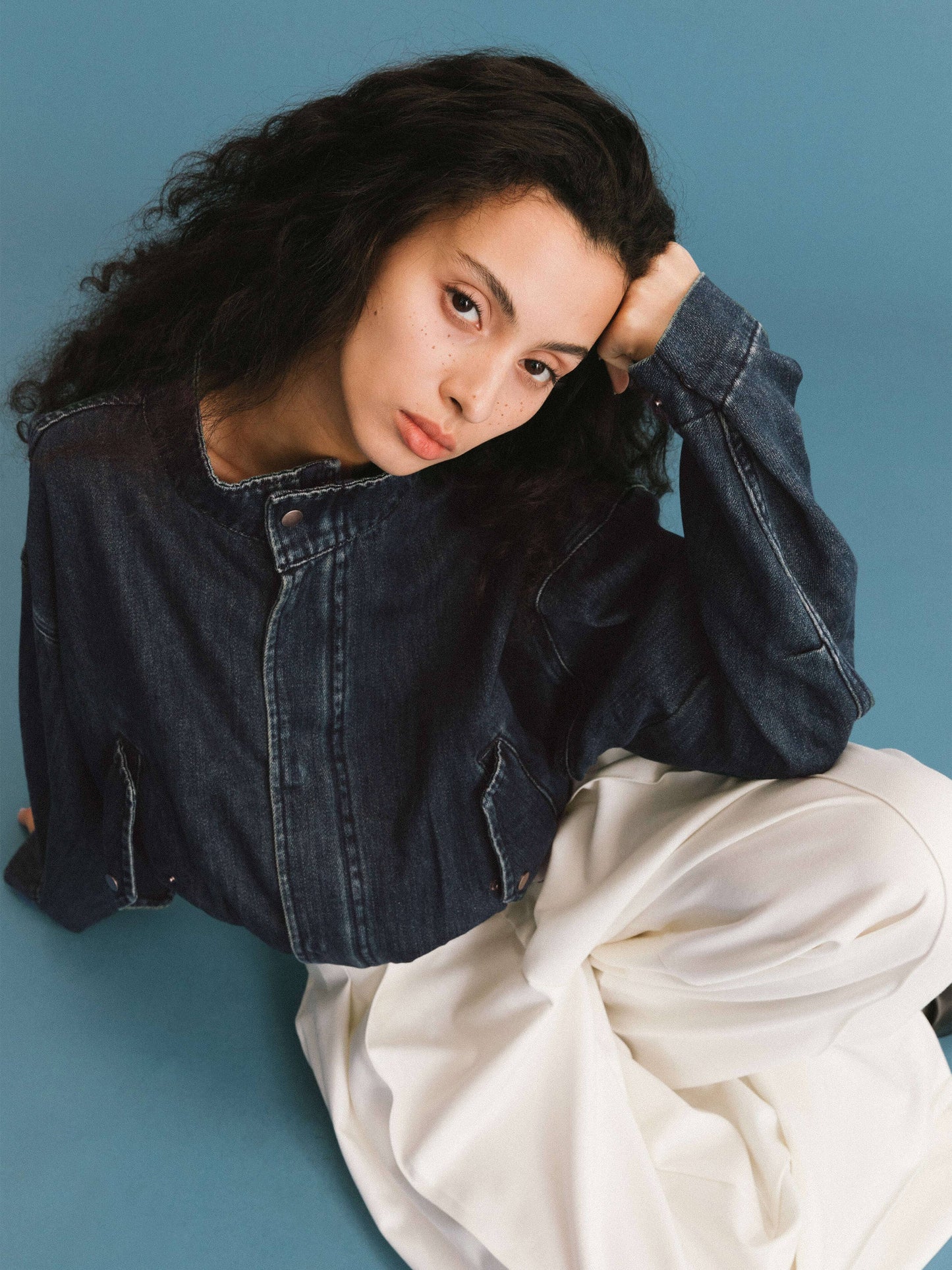 Funnel Neck Denim Jacket