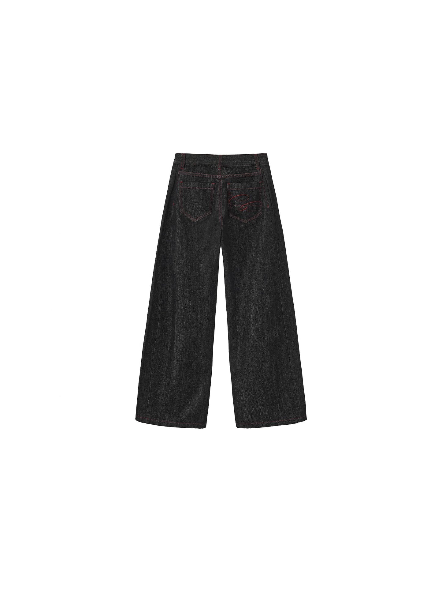 Vintage Curved Wide-Leg Trousers