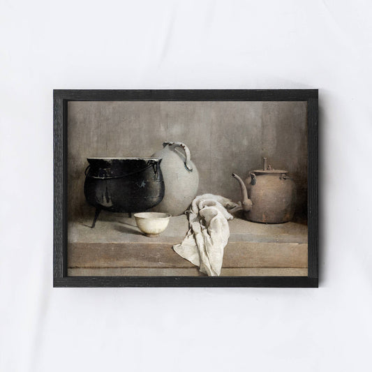 Clay Pots Still Life Painting Framed Print