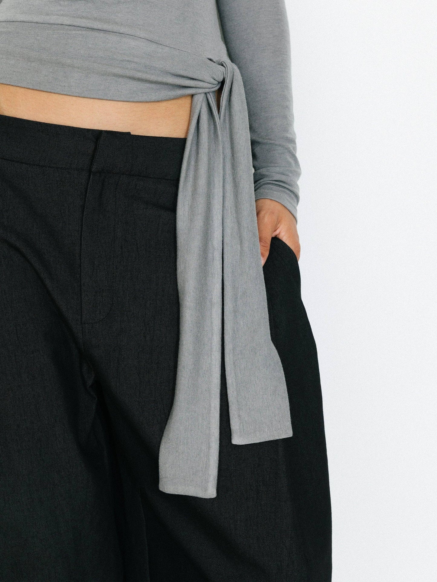 Wide-Leg Tapered Tailored Trousers