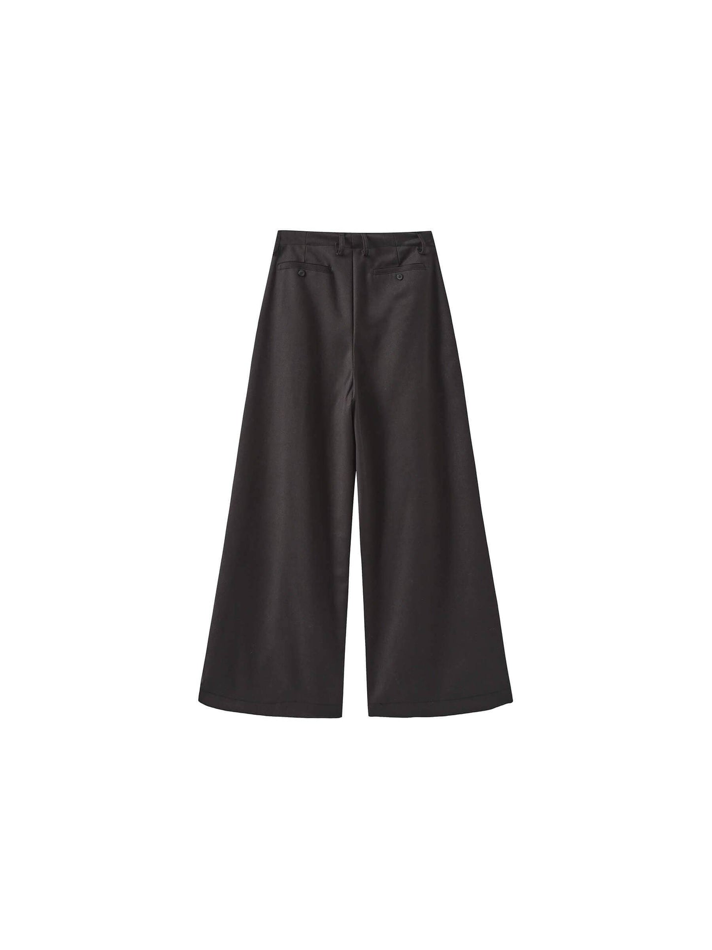 Pleated Wide Leg Wool Blend Trousers