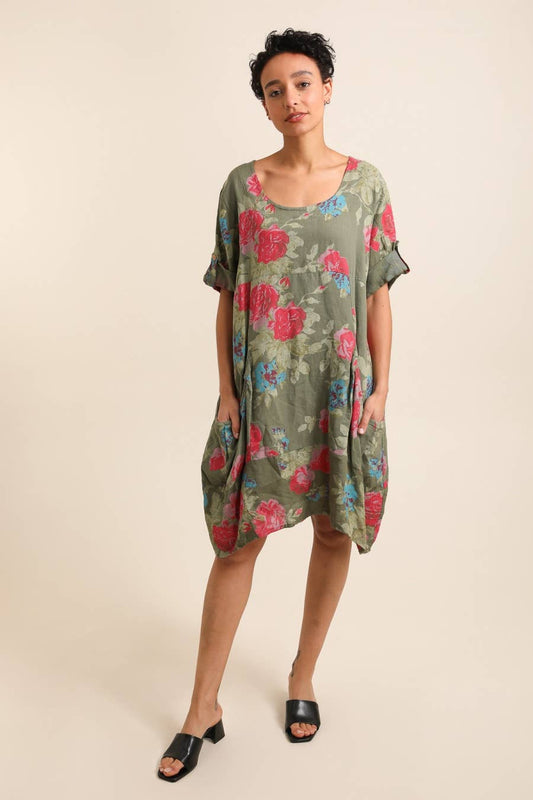 Kathleen Floral Linen Dress