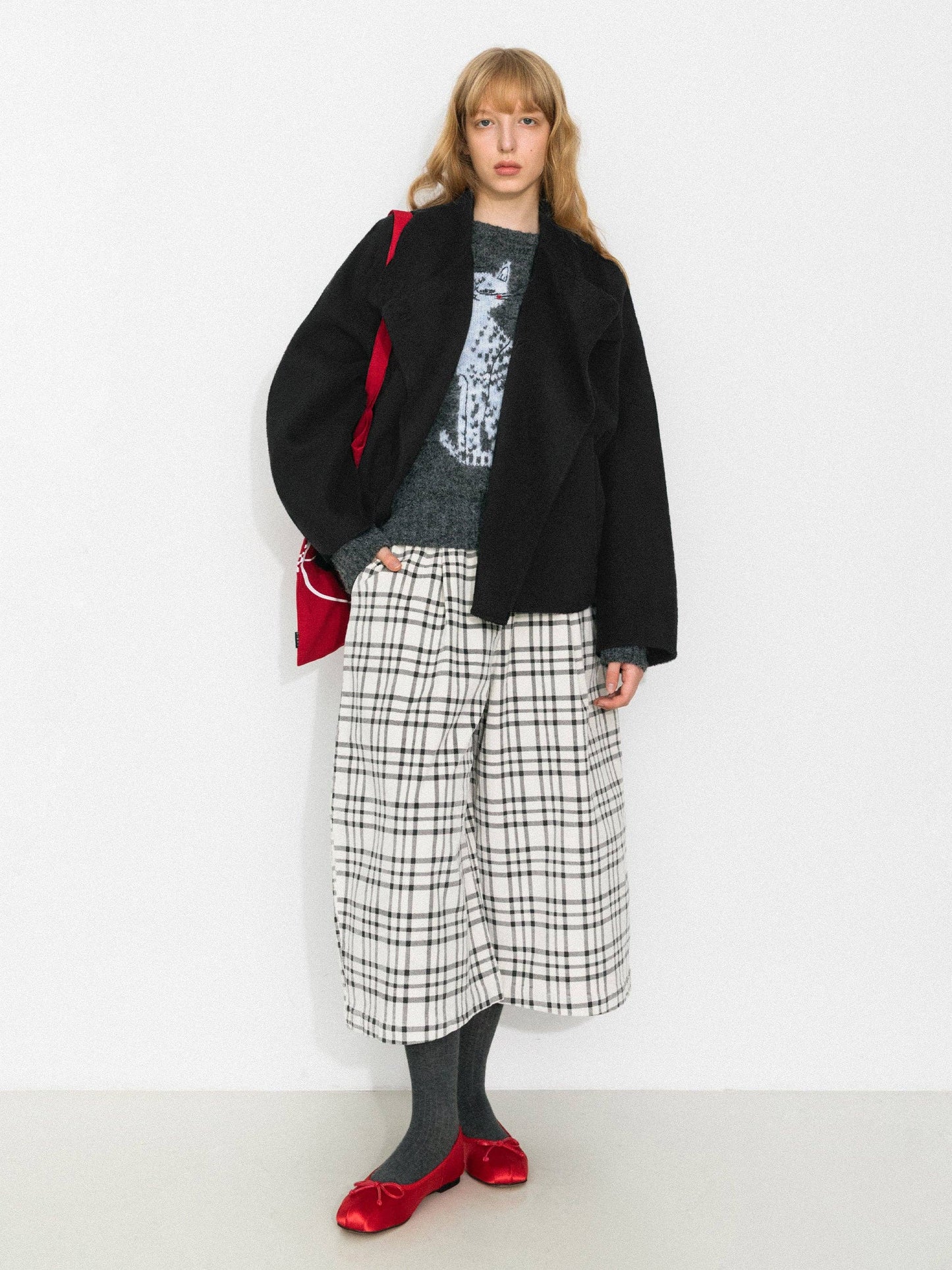 100% Wool Casual Stand-Collar Cropped Jacket