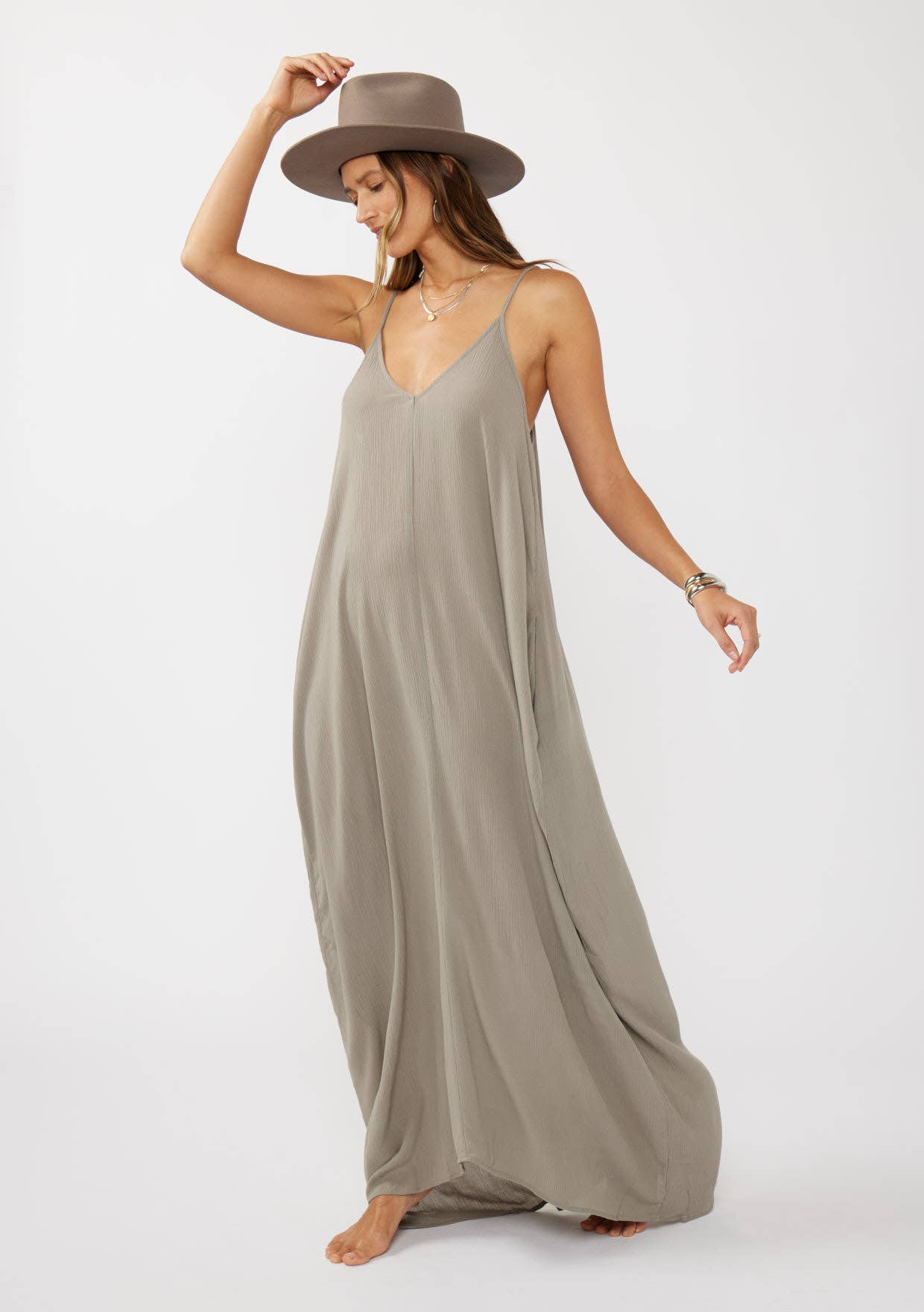 Cocoon V-Neck Maxi Dress with Pockets