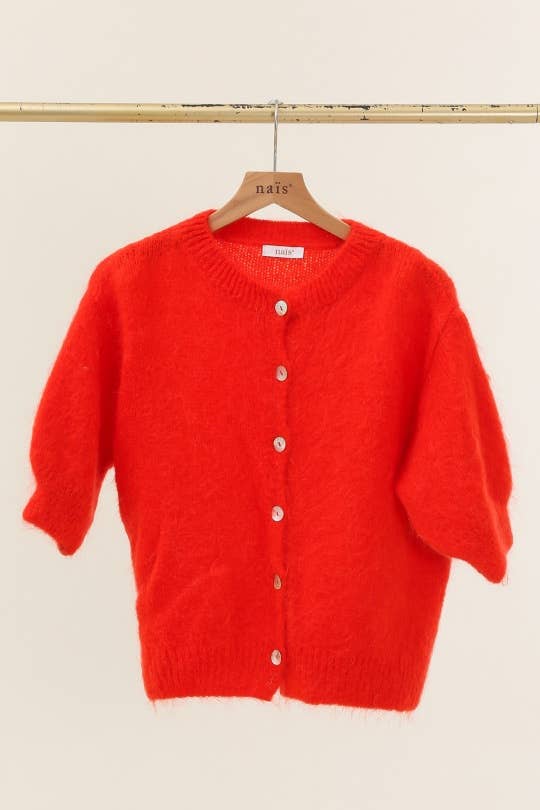 Eliza Mohair and Wool Short Sleeved Cardigan