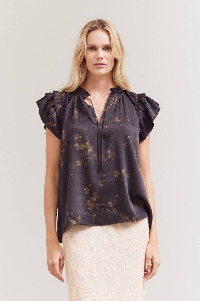 April Satin Ruffle Top