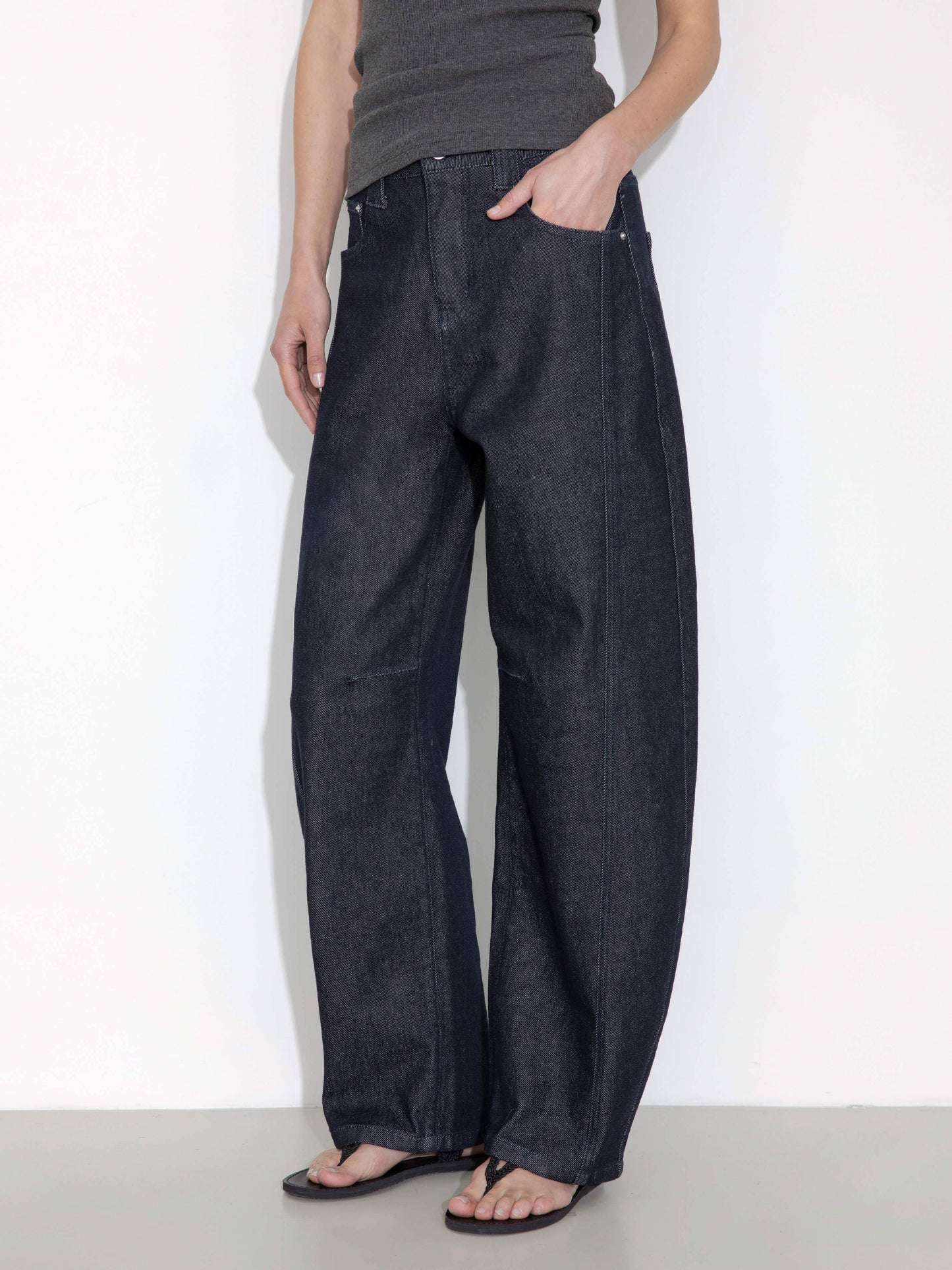 Panelled Loose-Fit Wide-Leg Tapered Jeans