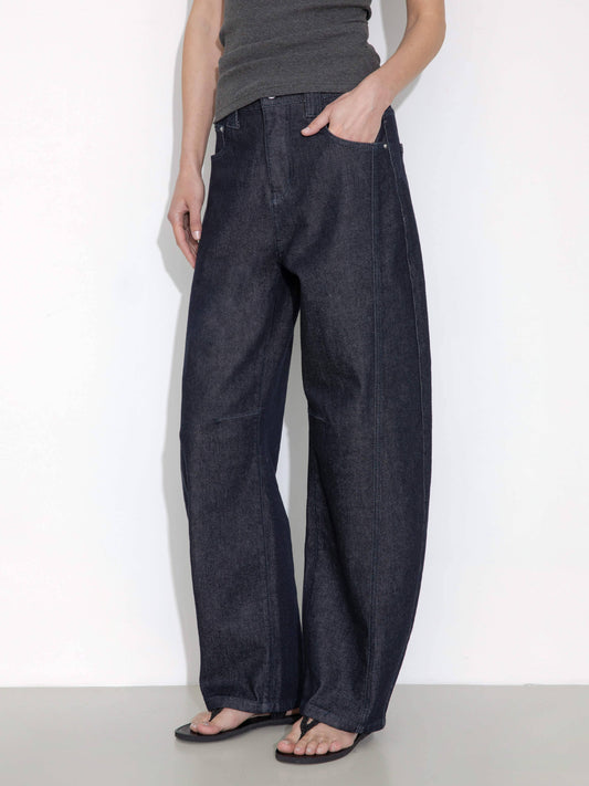 Panelled Loose-Fit Wide-Leg Tapered Jeans