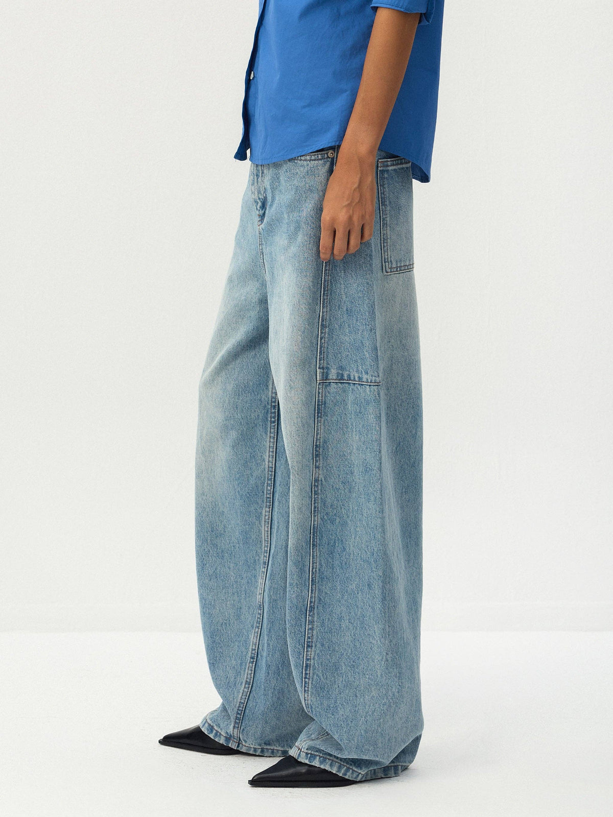 CUBIC Panelled Barrel-Leg Jeans
