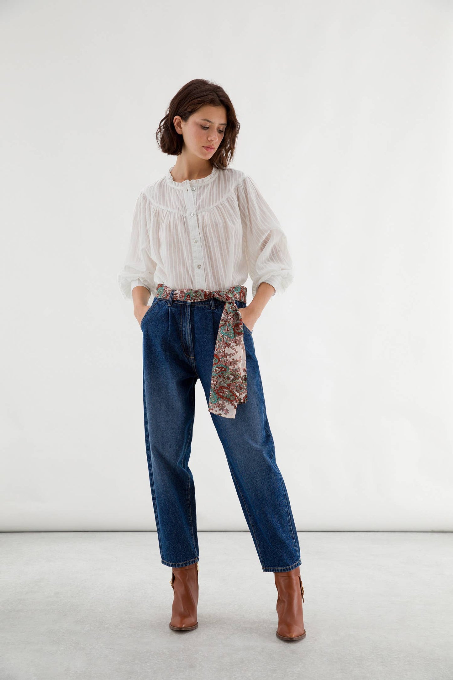 Wide Leg Denim Trousers