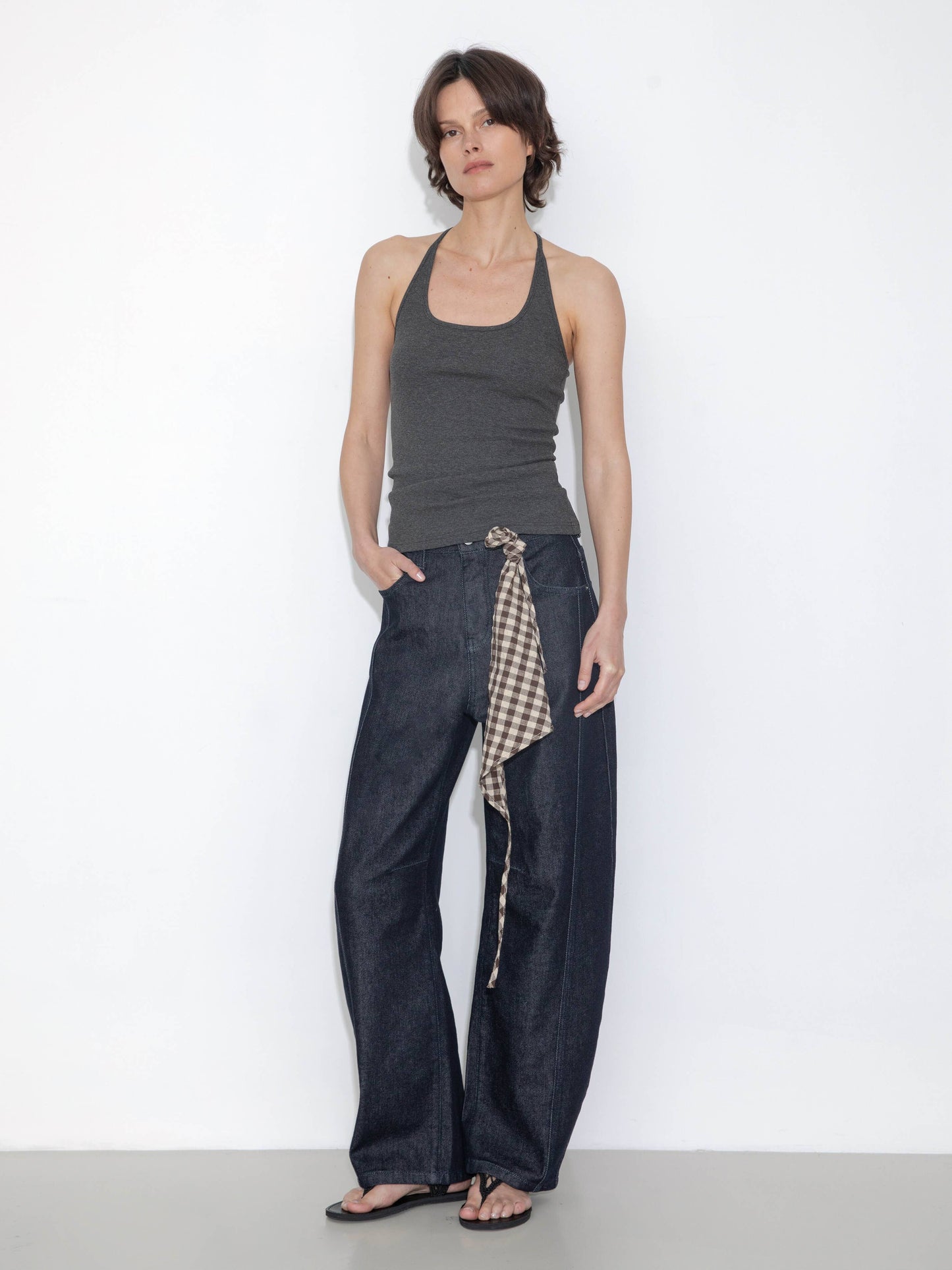 Panelled Loose-Fit Wide-Leg Tapered Jeans