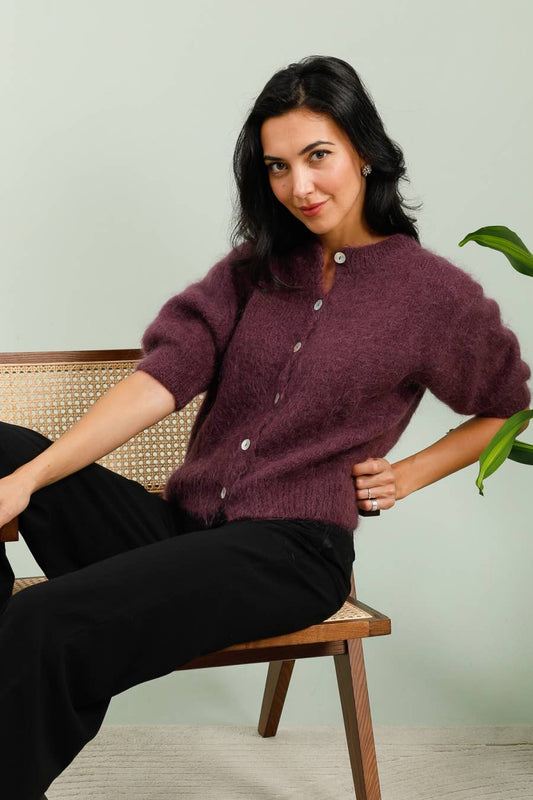 Eliza Mohair and Wool Short Sleeved Cardigan