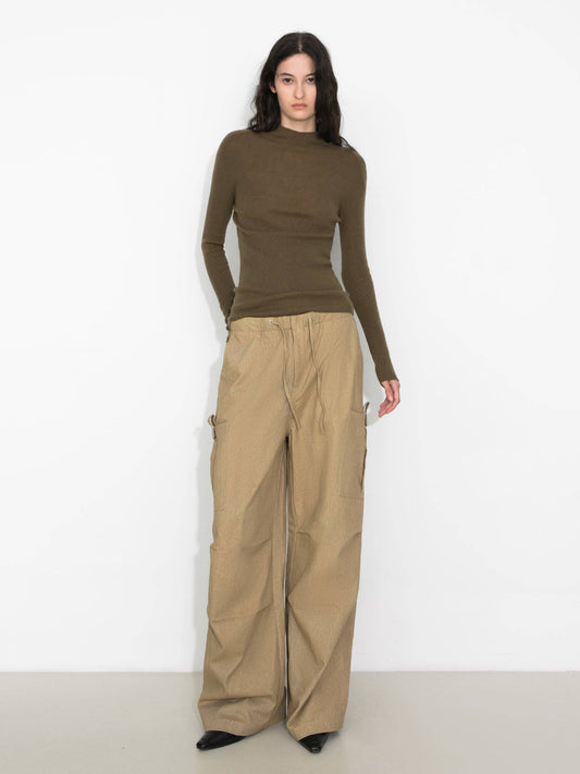 Relaxed Draped Straight-Leg Utility Pants