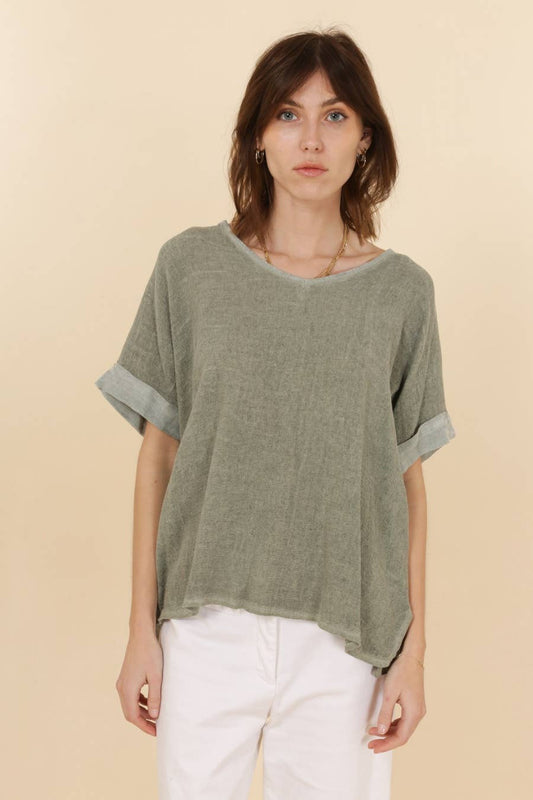 Anna Cotton Linen Oversized Tee