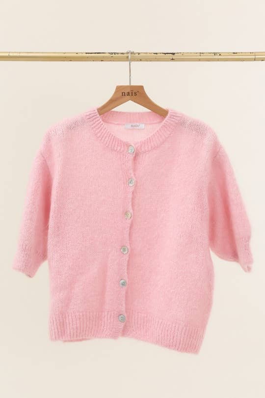 Eliza Mohair and Wool Short Sleeved Cardigan