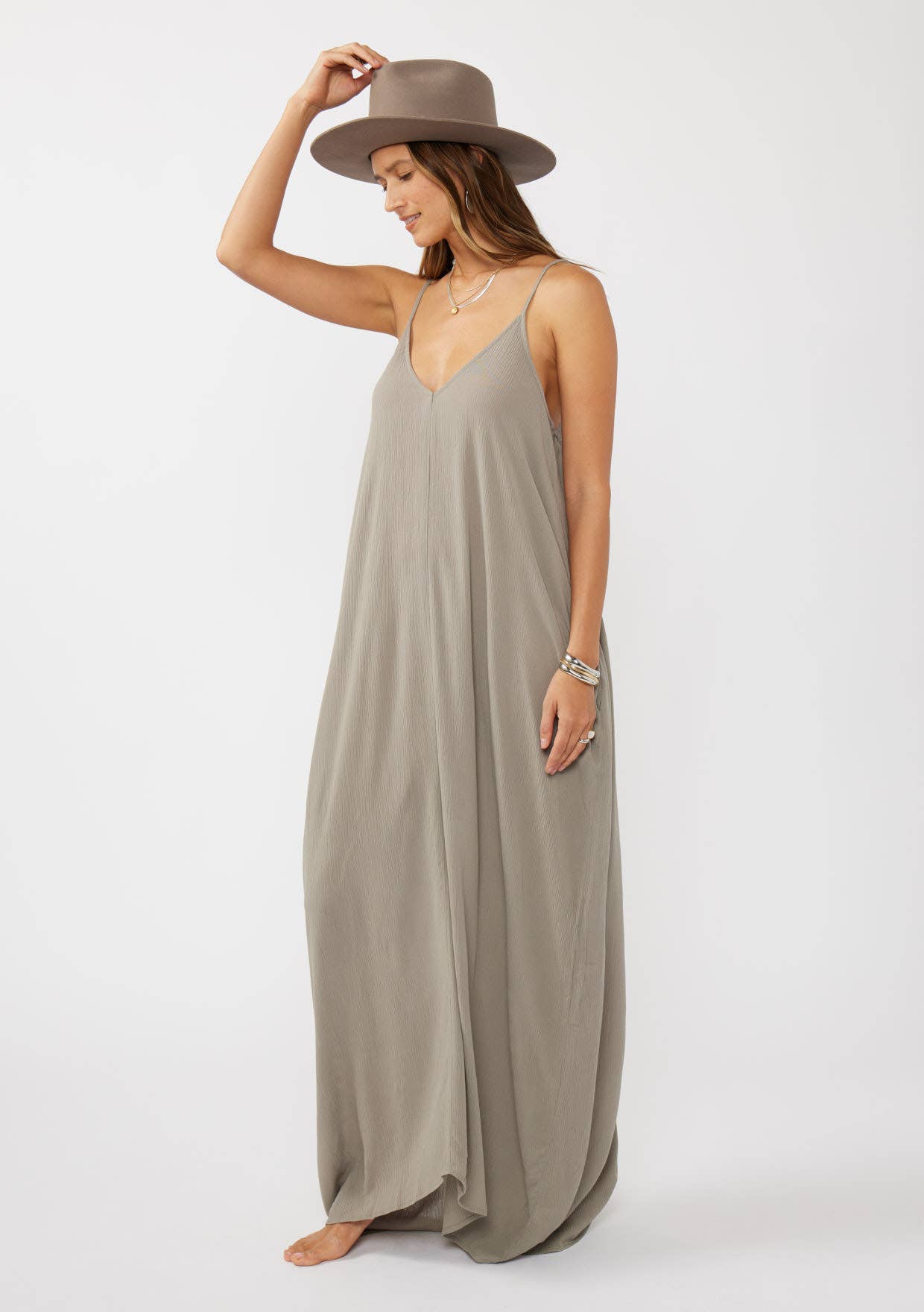 Cocoon V-Neck Maxi Dress with Pockets