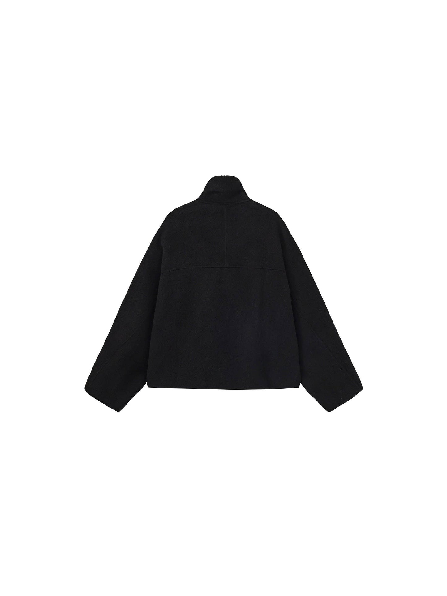 100% Wool Casual Stand-Collar Cropped Jacket