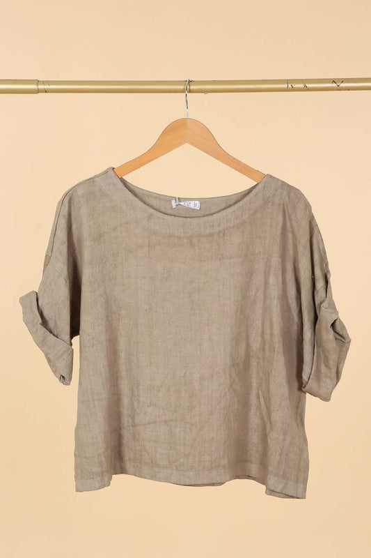 Faith Round Neck Linen Top