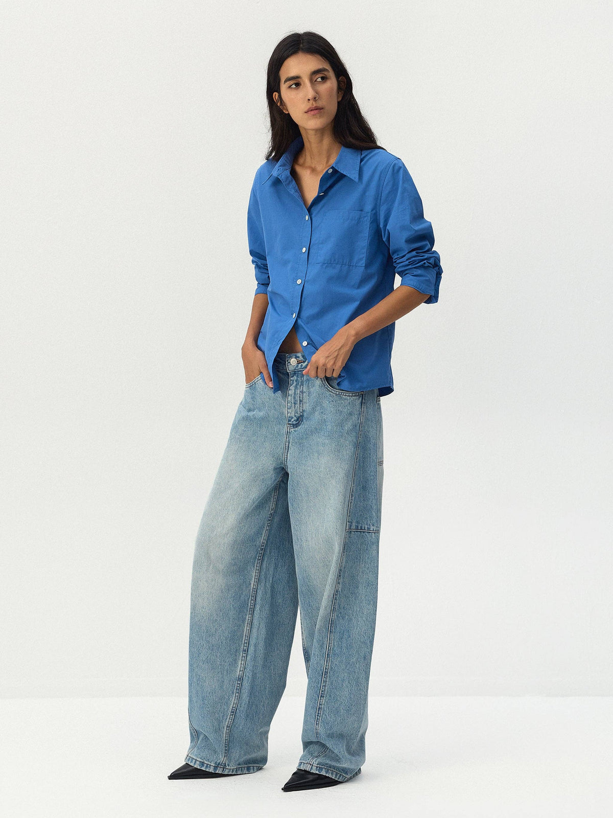 CUBIC Panelled Barrel-Leg Jeans