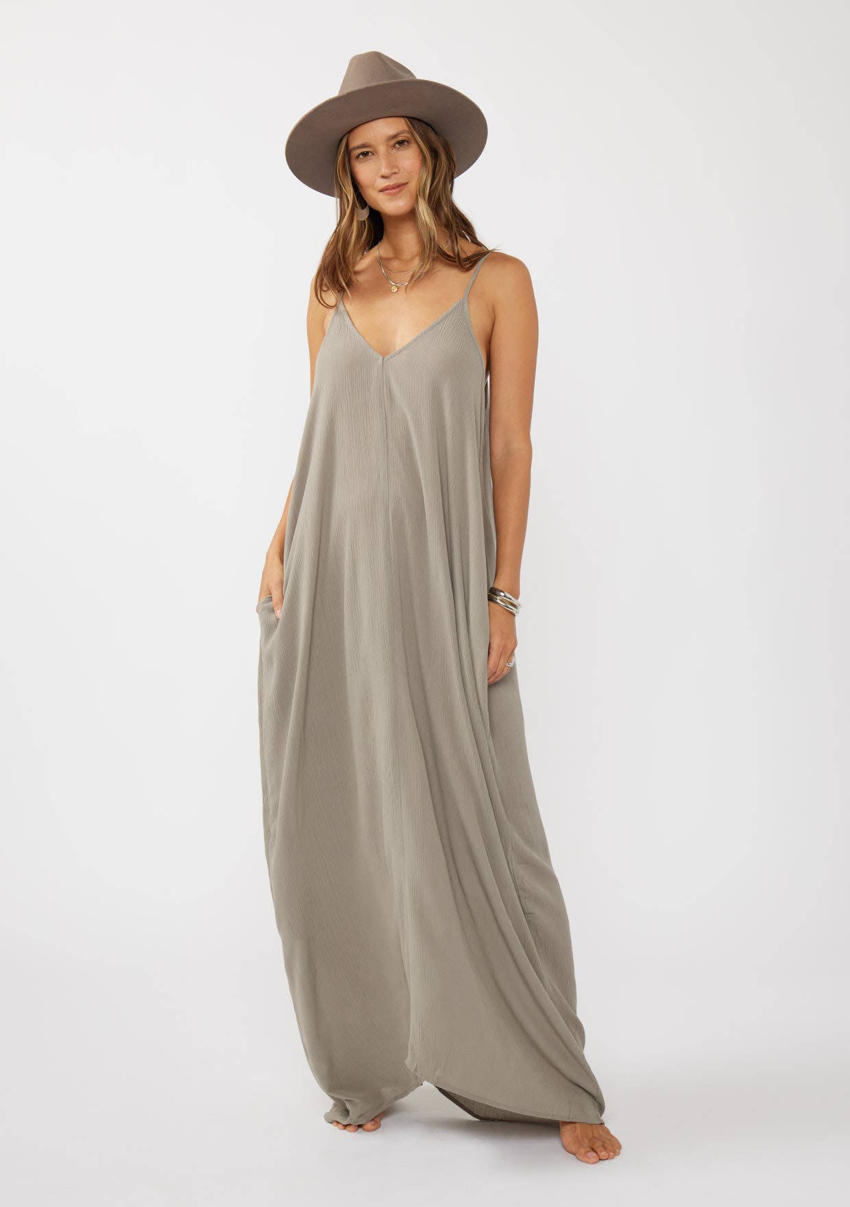 Cocoon V-Neck Maxi Dress with Pockets