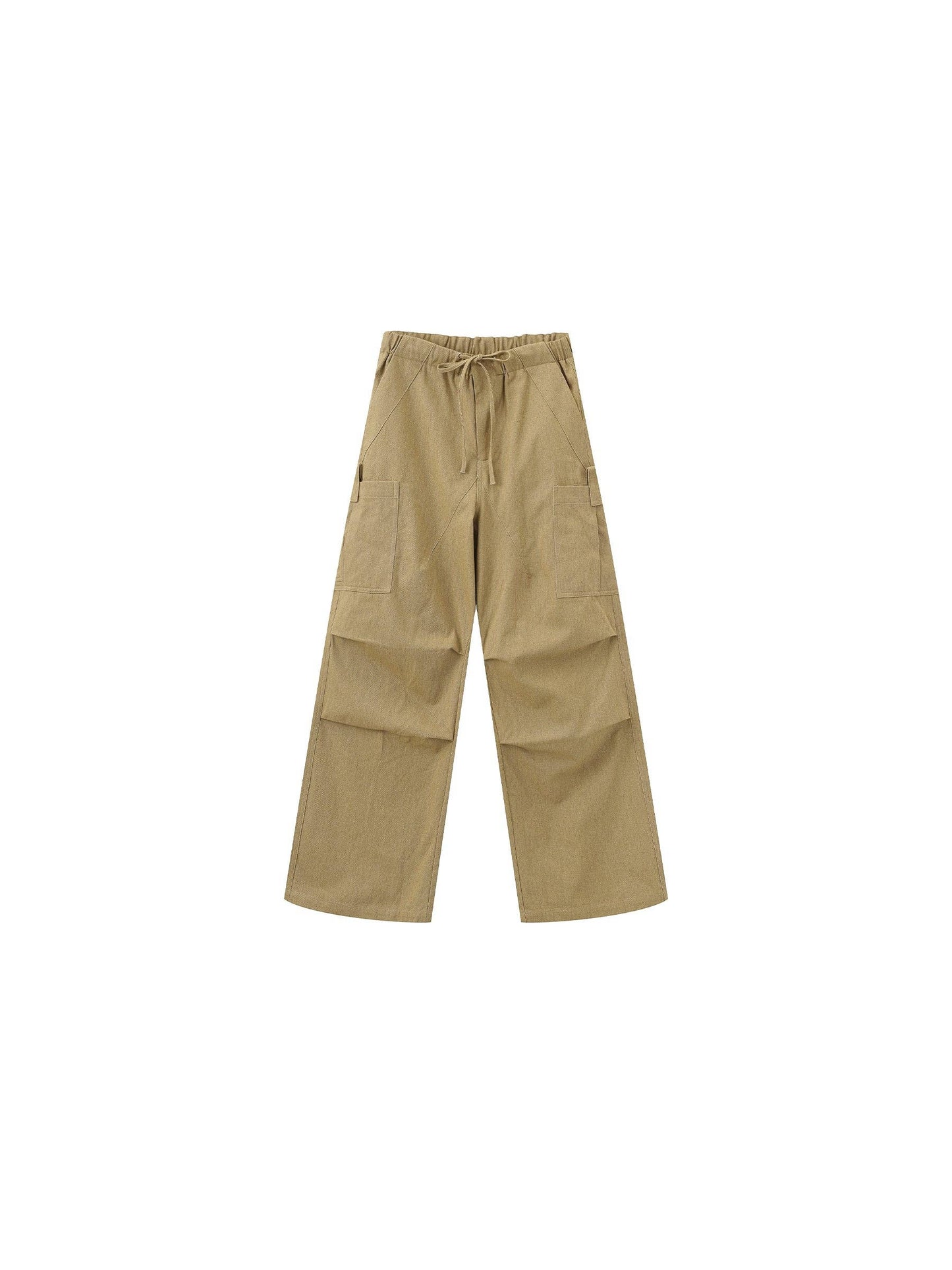 Relaxed Draped Straight-Leg Utility Pants