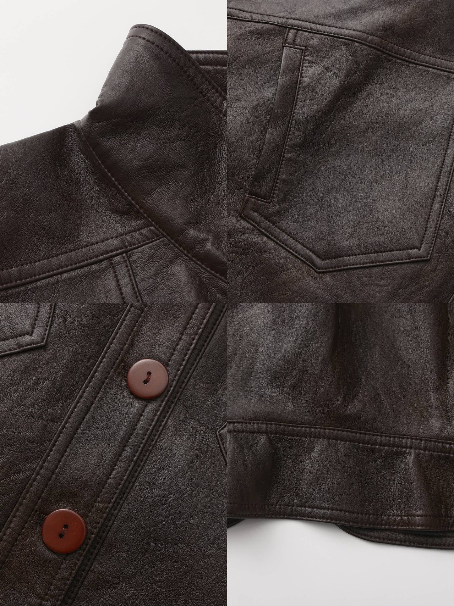 Curved Sleeve Faux Leather Jacket