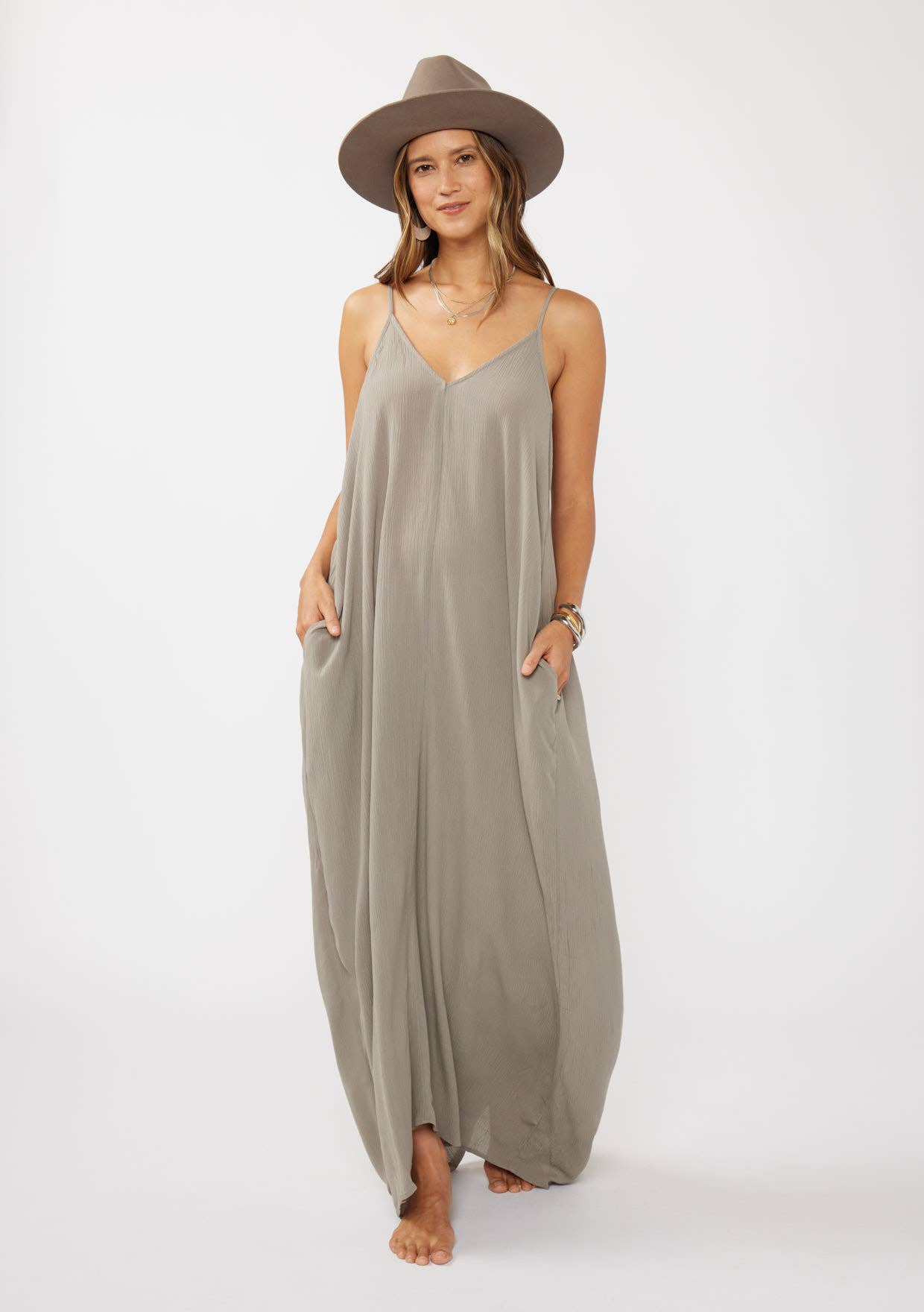 Cocoon V-Neck Maxi Dress with Pockets