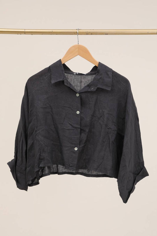 Imogen Cropped Linen Button Up