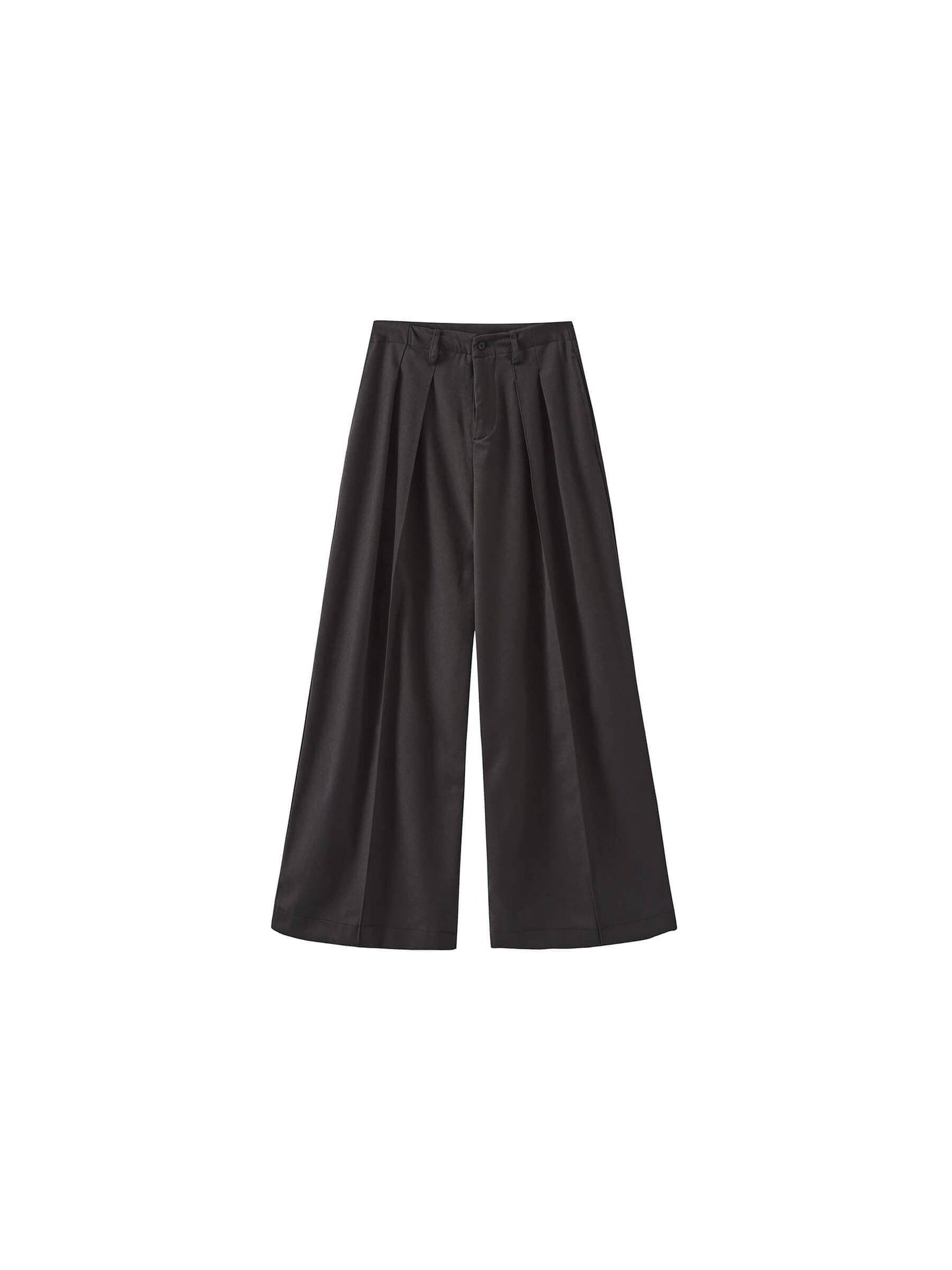 Pleated Wide Leg Wool Blend Trousers