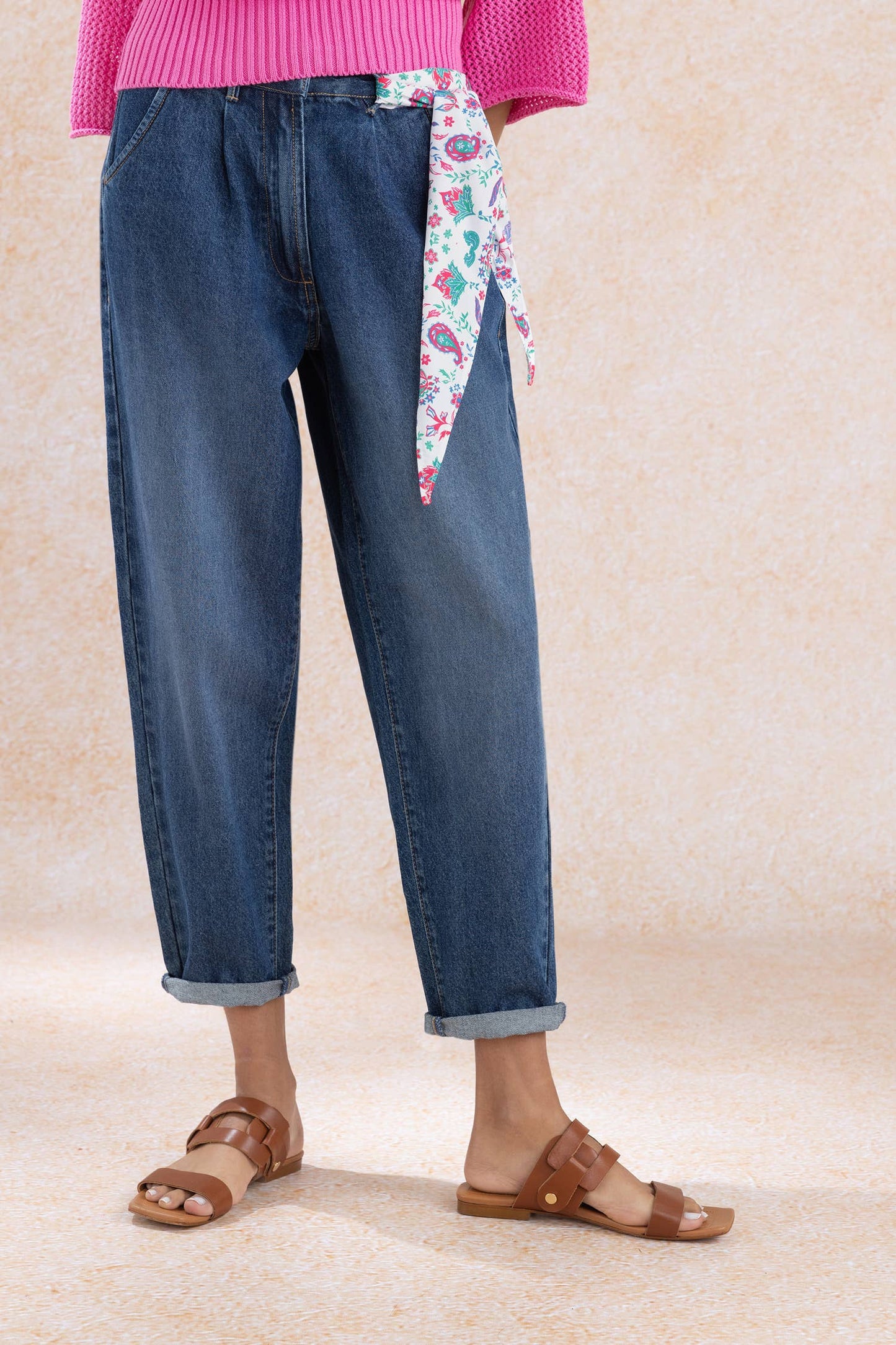 Wide Leg Denim Trousers