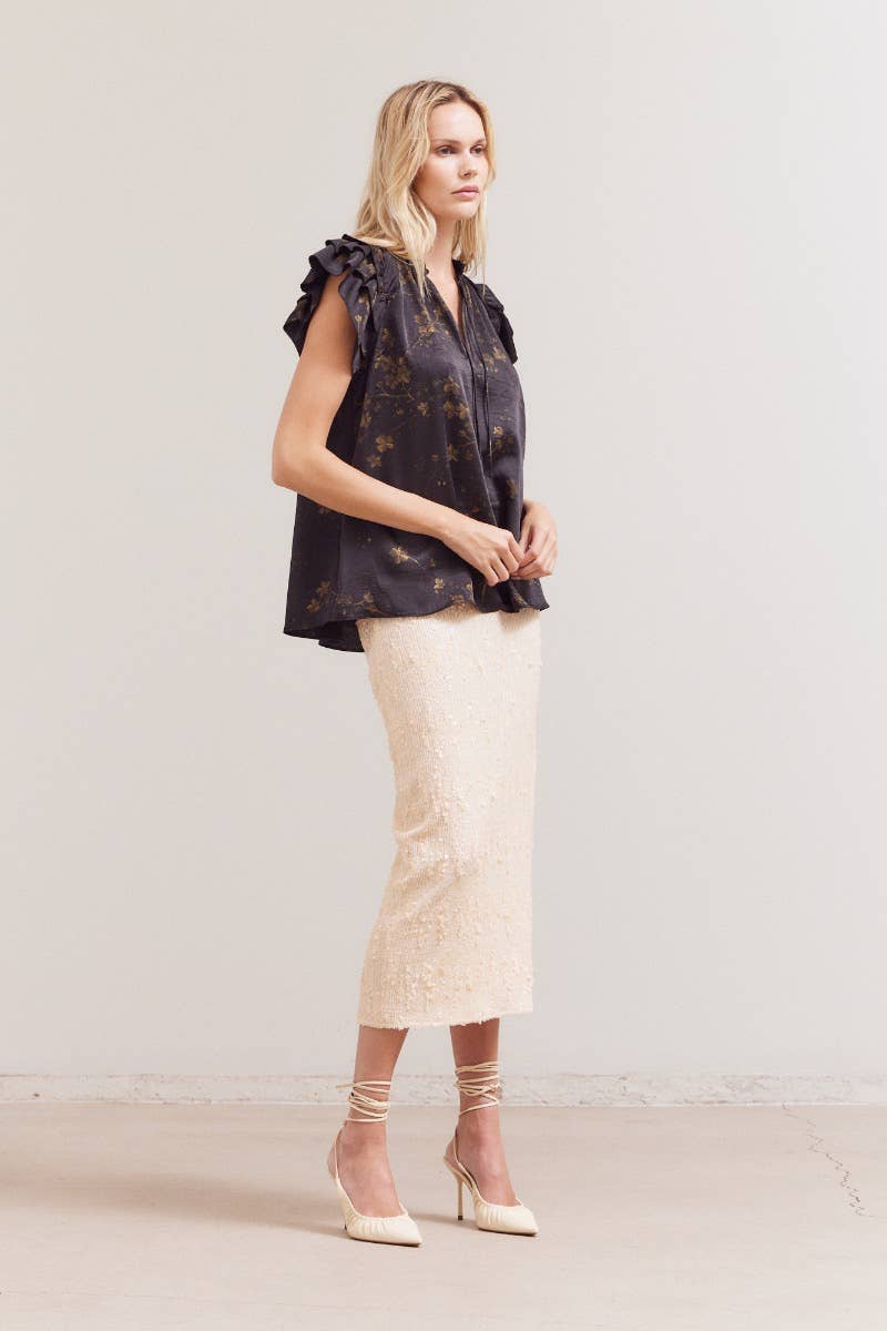 April Satin Ruffle Top