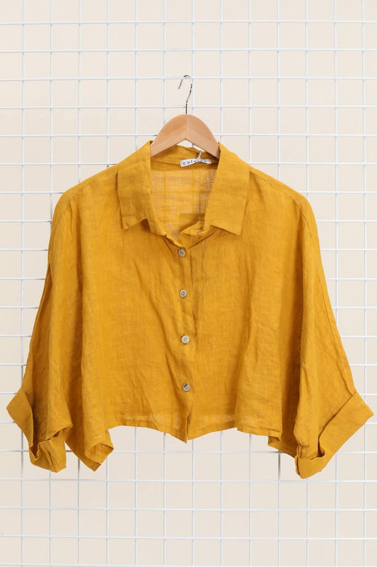 Imogen Cropped Linen Button Up