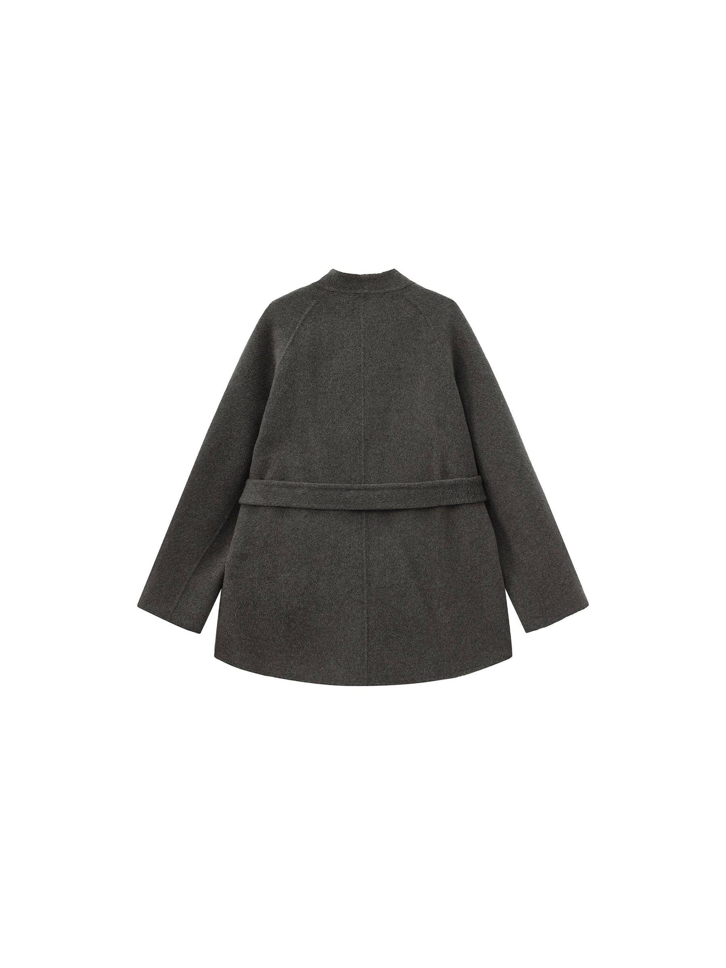 Loose-Fit Wool-Blend Stand-Collar A-Line Coat