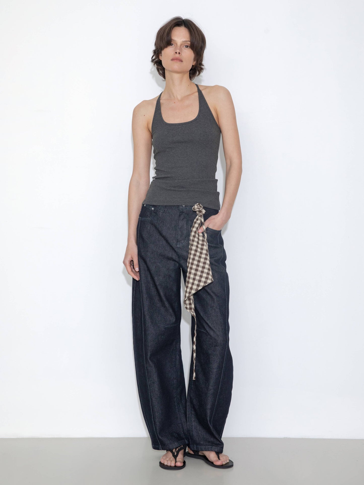 Panelled Loose-Fit Wide-Leg Tapered Jeans