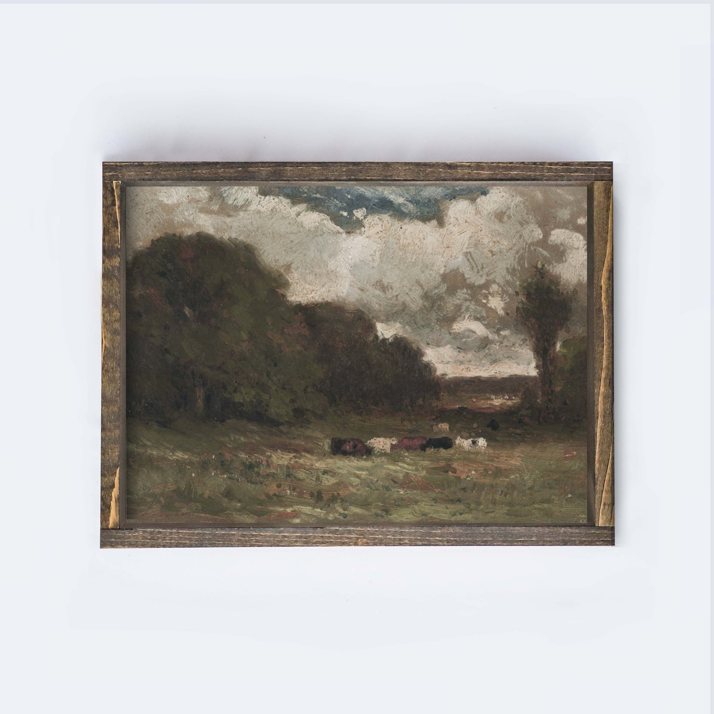 Vintage Pasture And Cows Landscape Painting