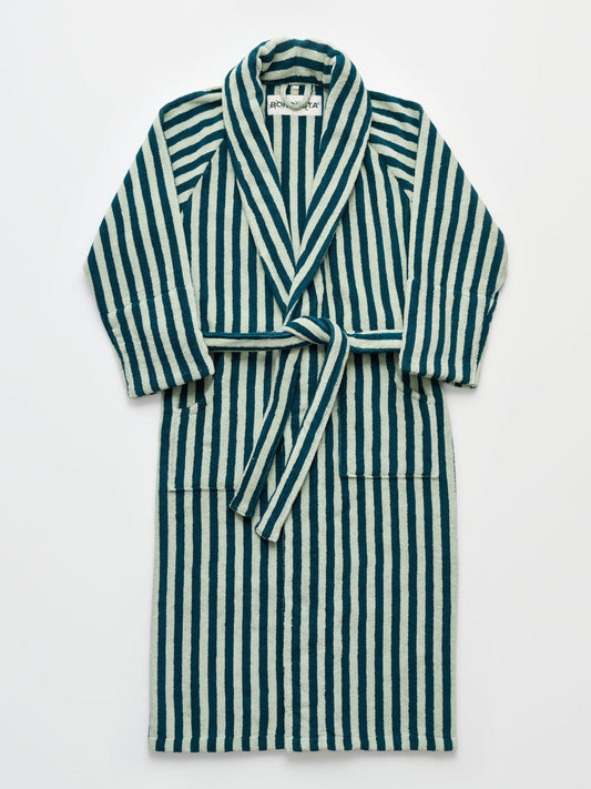 Naram Bathrobe Sea Foam & Deep Teal